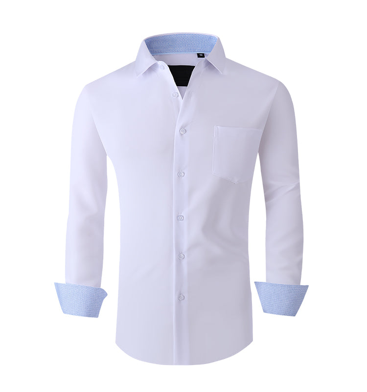 OEM/ODM camisas hombre 2023 popular autumn and winter full polyester stretch fashion men's formal shirt customization