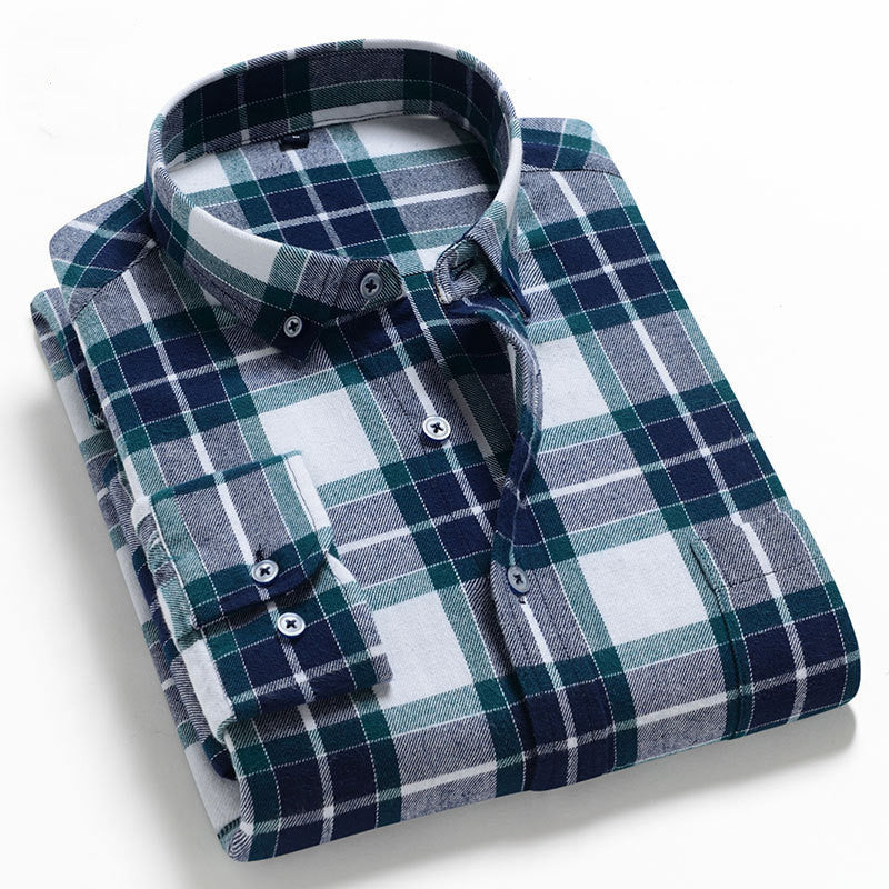 WARHORSE Men's Shirts casual plaid shirt custom shirt flannel shirts for men long-sleeved shirt