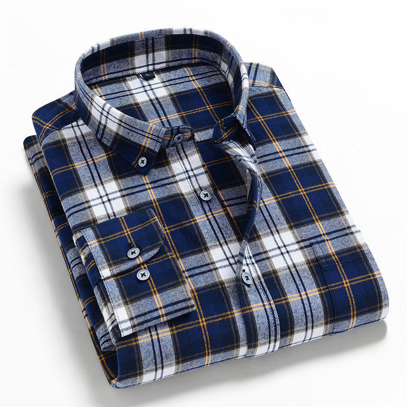 WARHORSE Men's Shirts casual plaid shirt custom shirt flannel shirts for men long-sleeved shirt