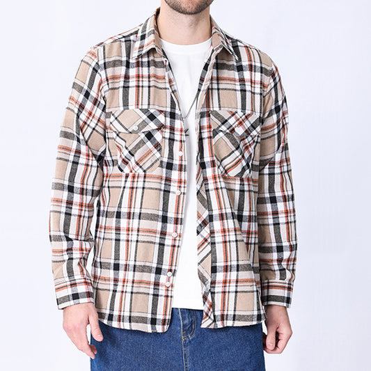WARHORSE Men's Shirts casual plaid shirt custom shirt flannel shirt xmas Fall and Winter Plaid Shirt