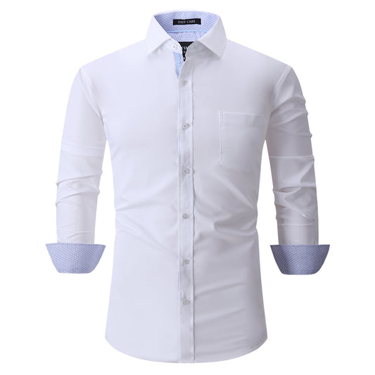 Warhorse Clothing Men's Bamboo Fiber Formal Shirt White European and American Men's Clothing Wholesale Customization