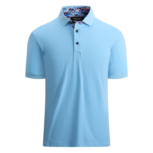 Warhorse clothing men's contrast color fashion polo shirt light blue European and American men's clothing wholesale customization